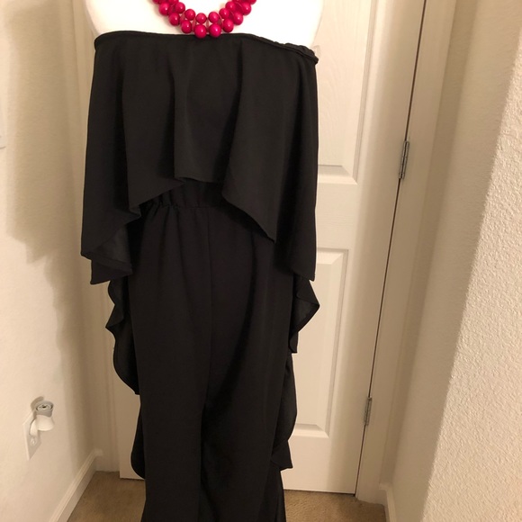 Pants - Black Strapless Wide Leg Pant Suit
